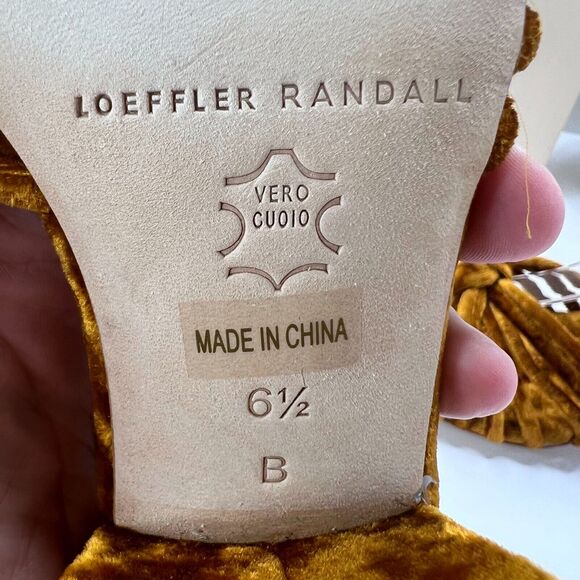 Loeffler Randall Renee-VL Knot Heel Velvet Sandal Ochre Women 6.5B Anthropologie - Picture 10 of 11